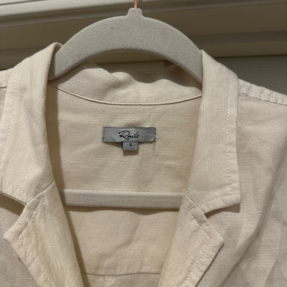 Rails Georgie Tie Waist Linen Romper in Stone - Picture 11 of 13